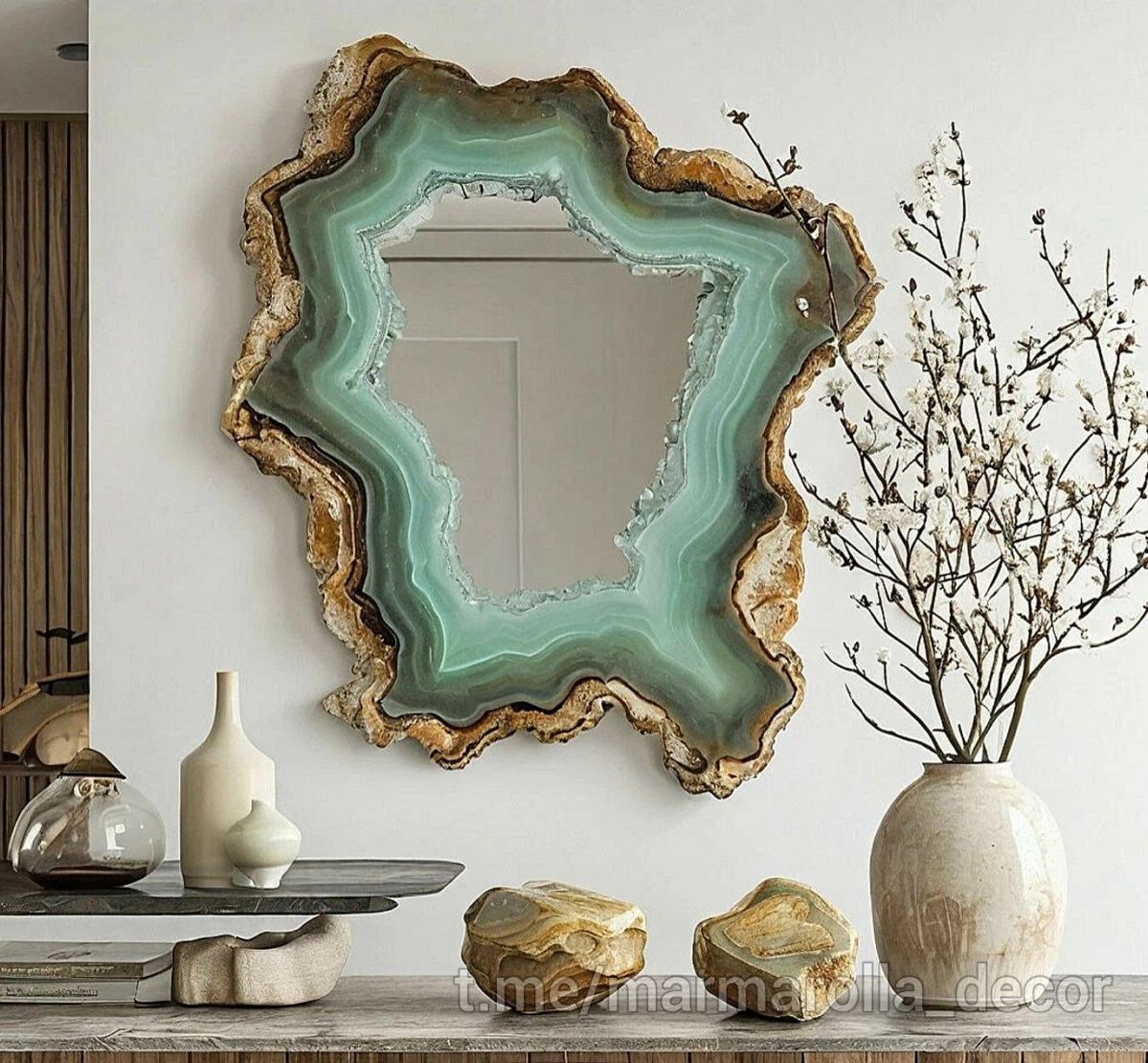 Luxury Green Geode Resin Mirror