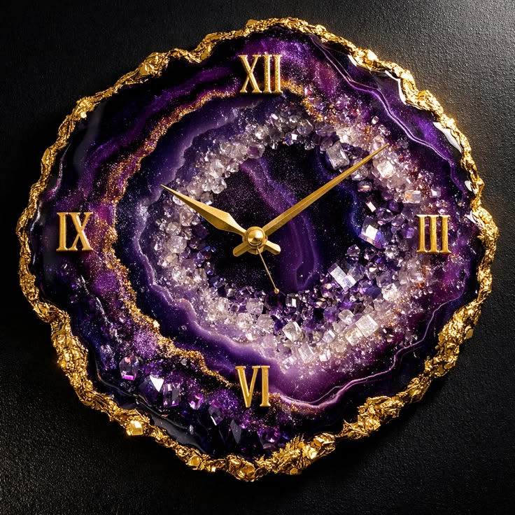 Luxury Purple Geode Resin Wall Clock