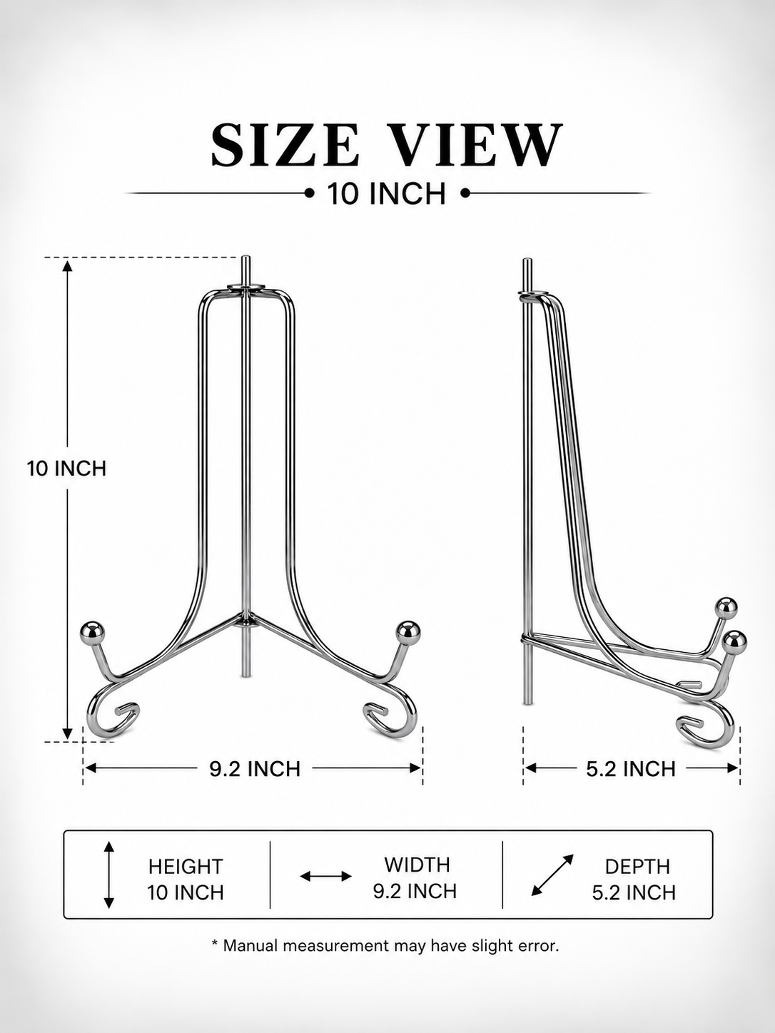 Silver Metal Photo Frame Stand – 10 Inch