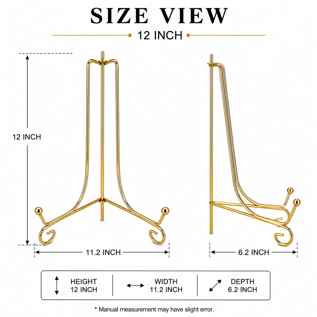 Gold Metal Photo Frame Stand – 12 Inch