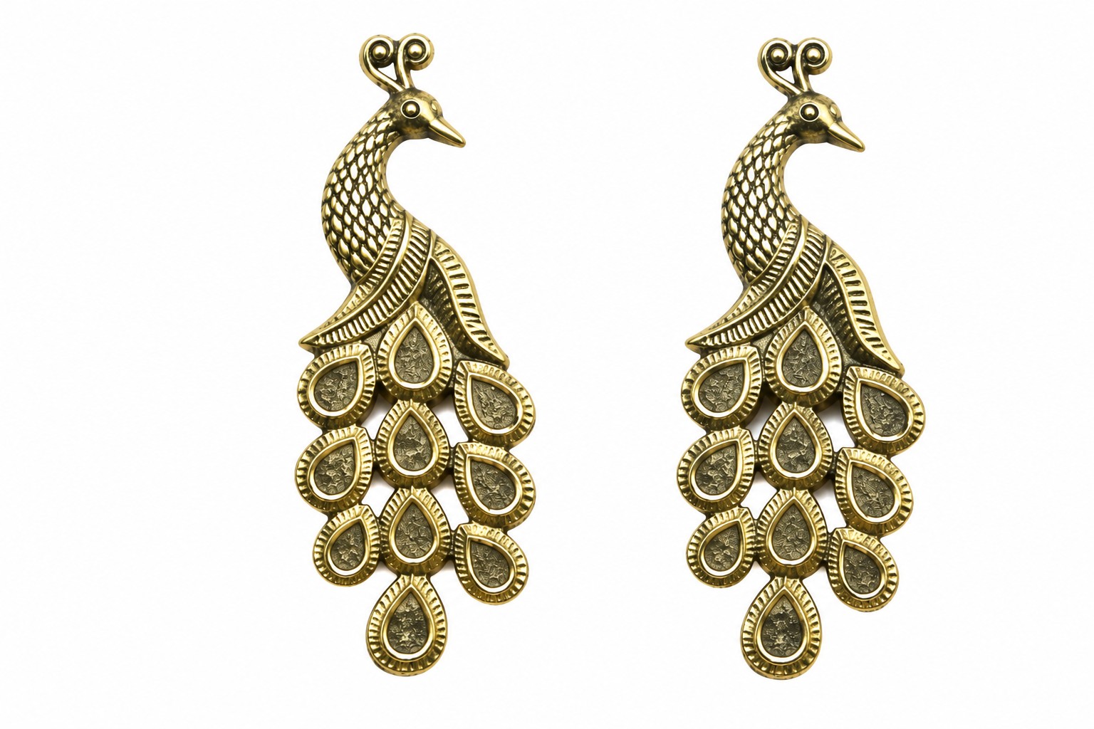 Peacock Metal Charm Pair