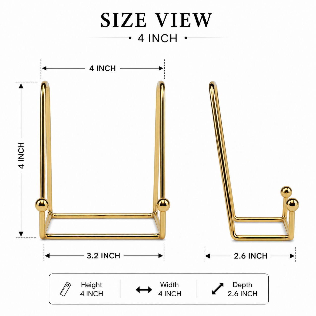 Gold Metal Photo Frame Stand – 4 Inch