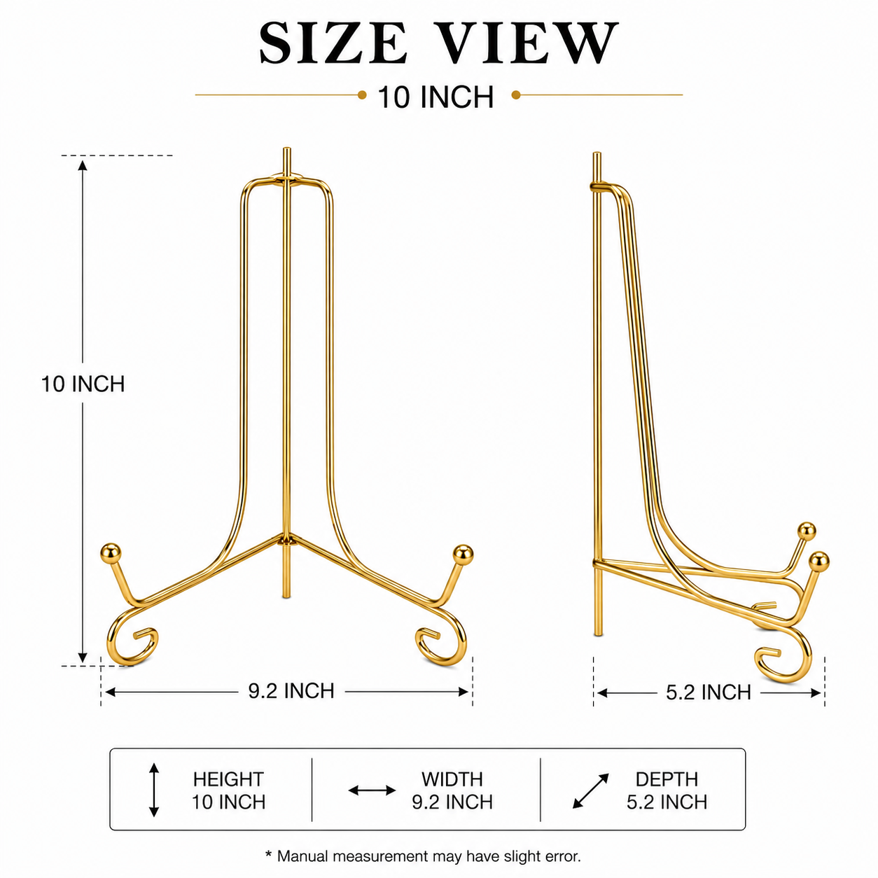 Gold Metal Photo Frame Stand – 10 Inch