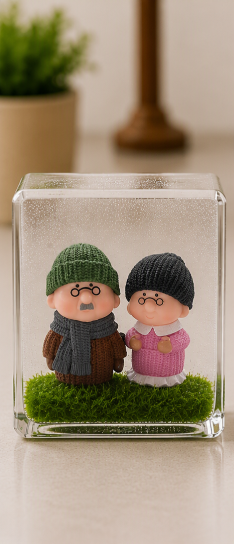 OLD COUPLE IN WINTER OUTFIT
