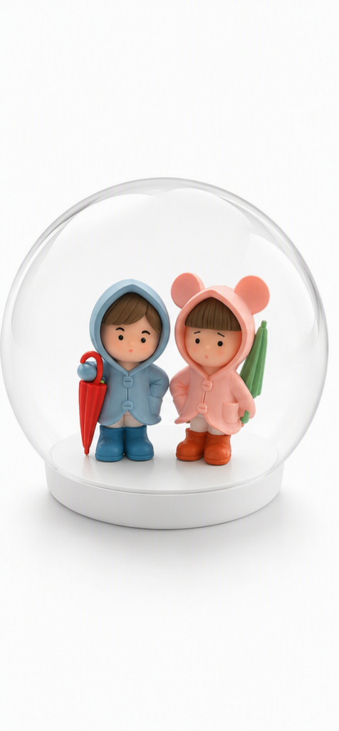 MINIATURE COUPLE IN RAINCOAT