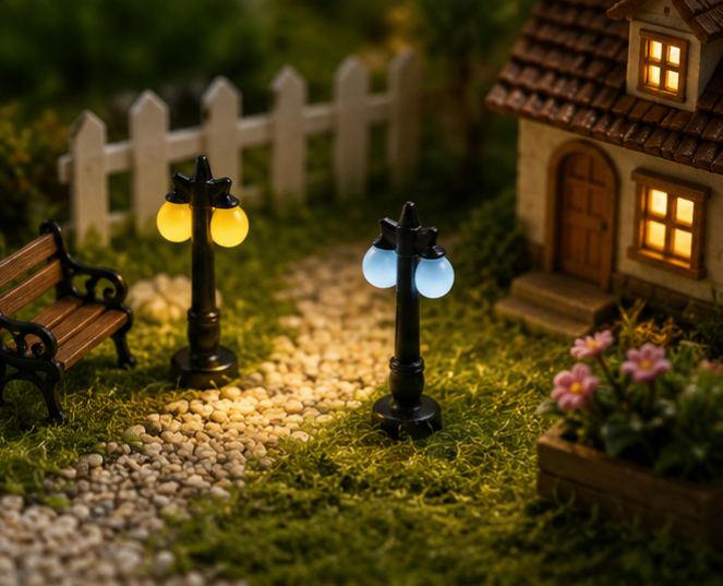 Miniature Streetlight Blue and Yellow