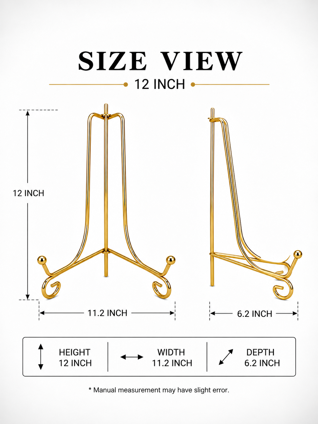 Gold Metal Photo Frame Stand – 12 Inch