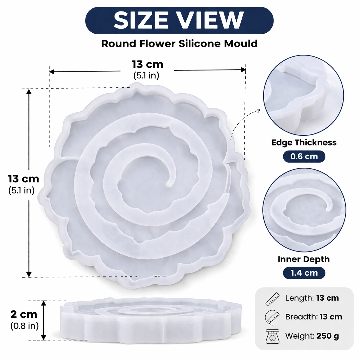 3D Flower Layer Silicone Resin Mould – 5 Inch