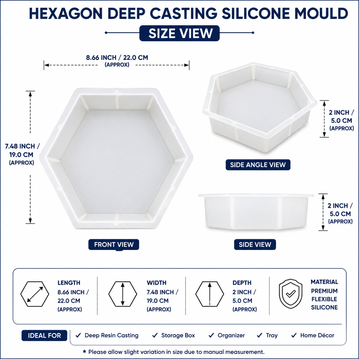 Hexagon Deep Casting Silicone Mould