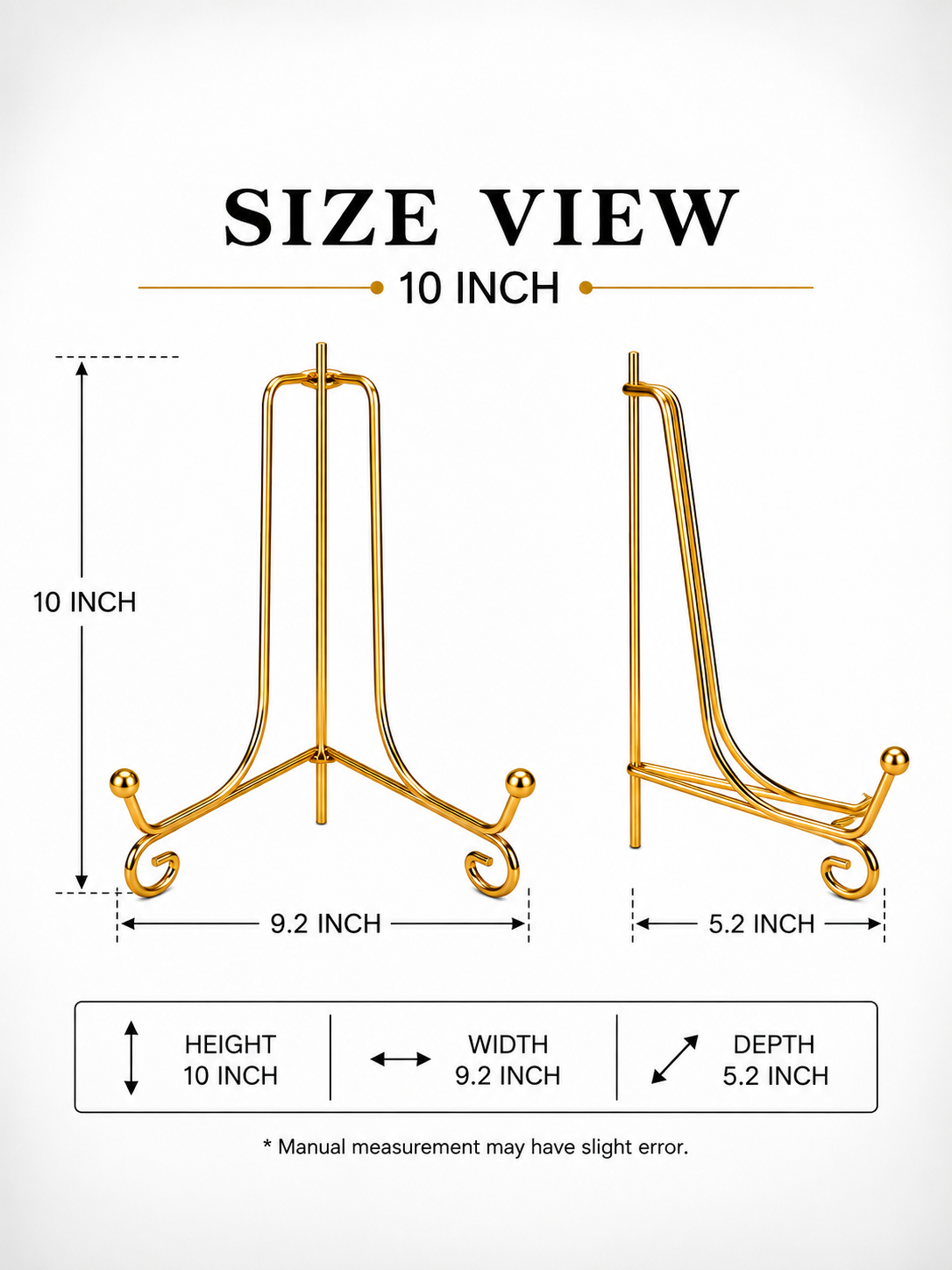 Gold Metal Photo Frame Stand – 10 Inch