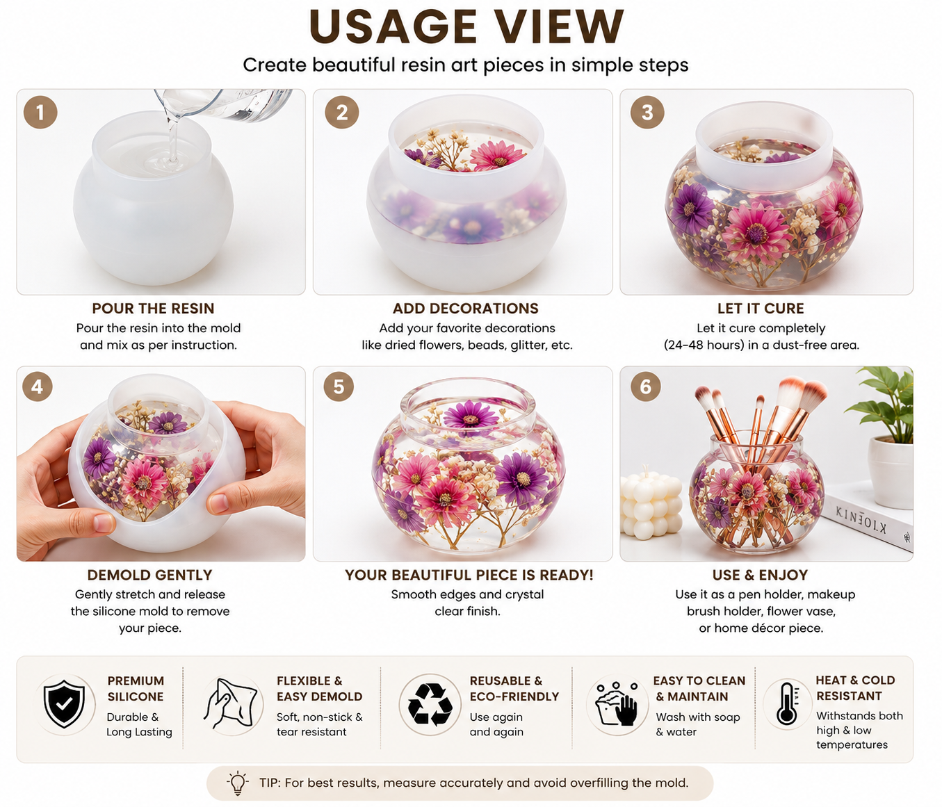 Round Vase Silicone Resin Mould