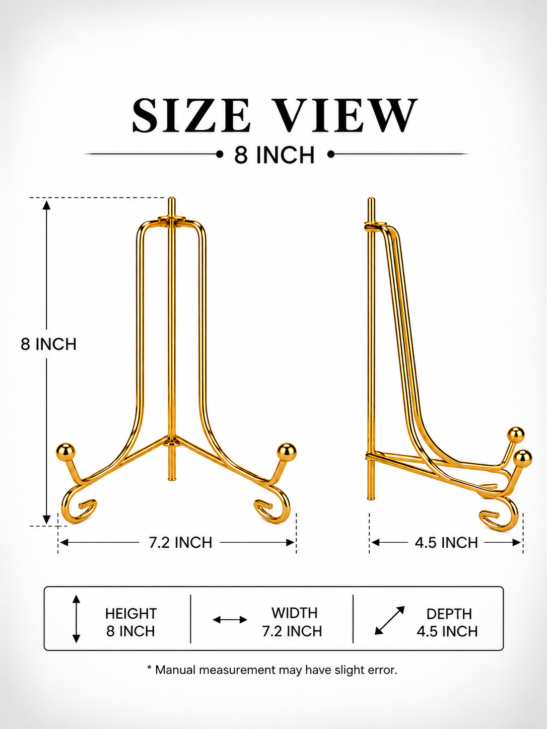 Gold Metal Photo Frame Stand – 8 Inch