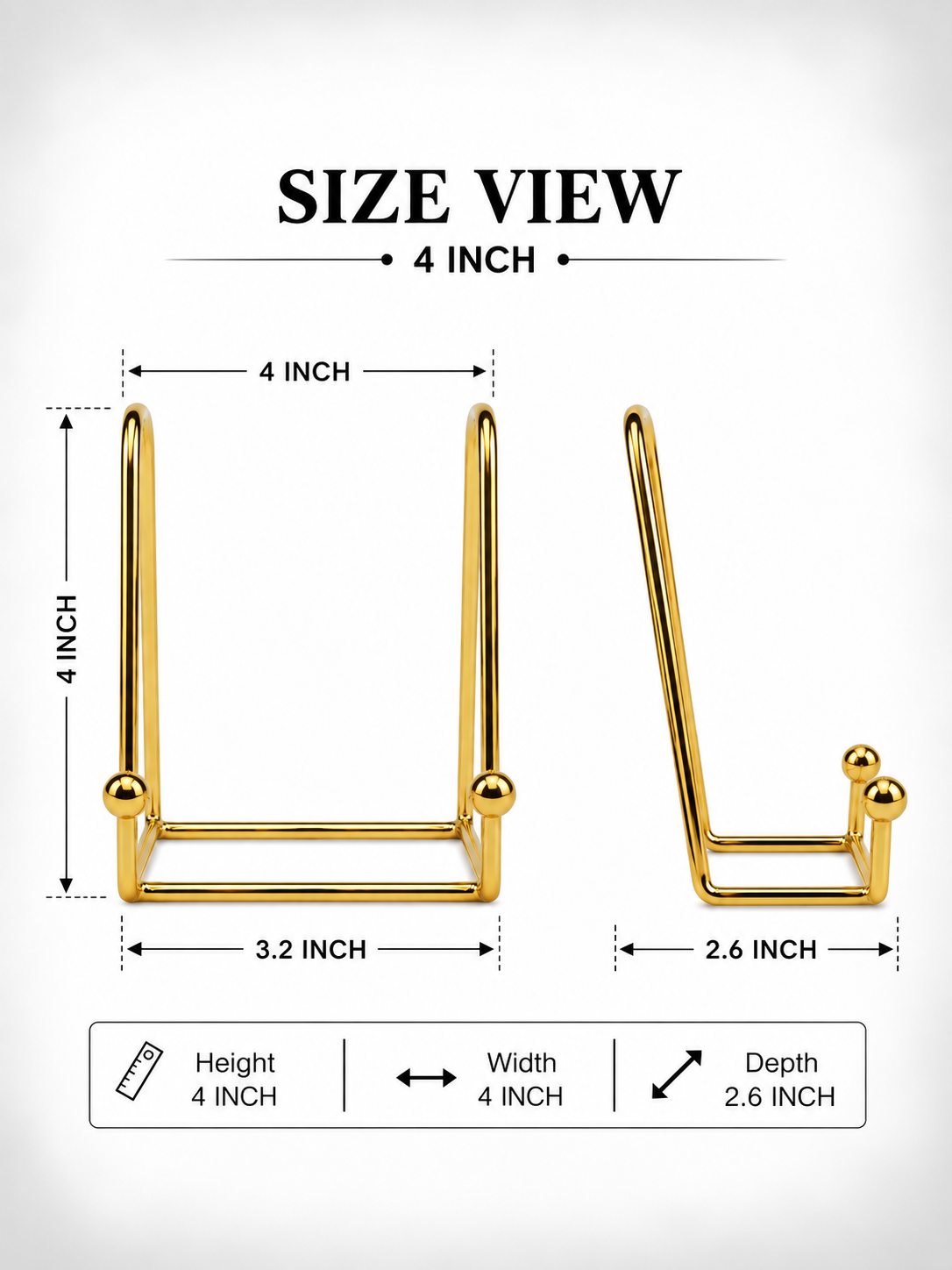 Gold Metal Photo Frame Stand – 4 Inch