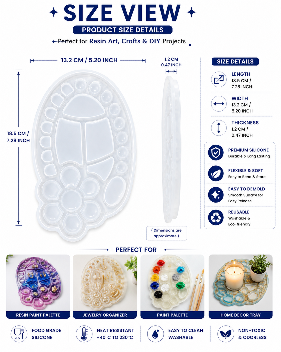 Resin Paint Palette Silicone Mould for DIY Art & Craft