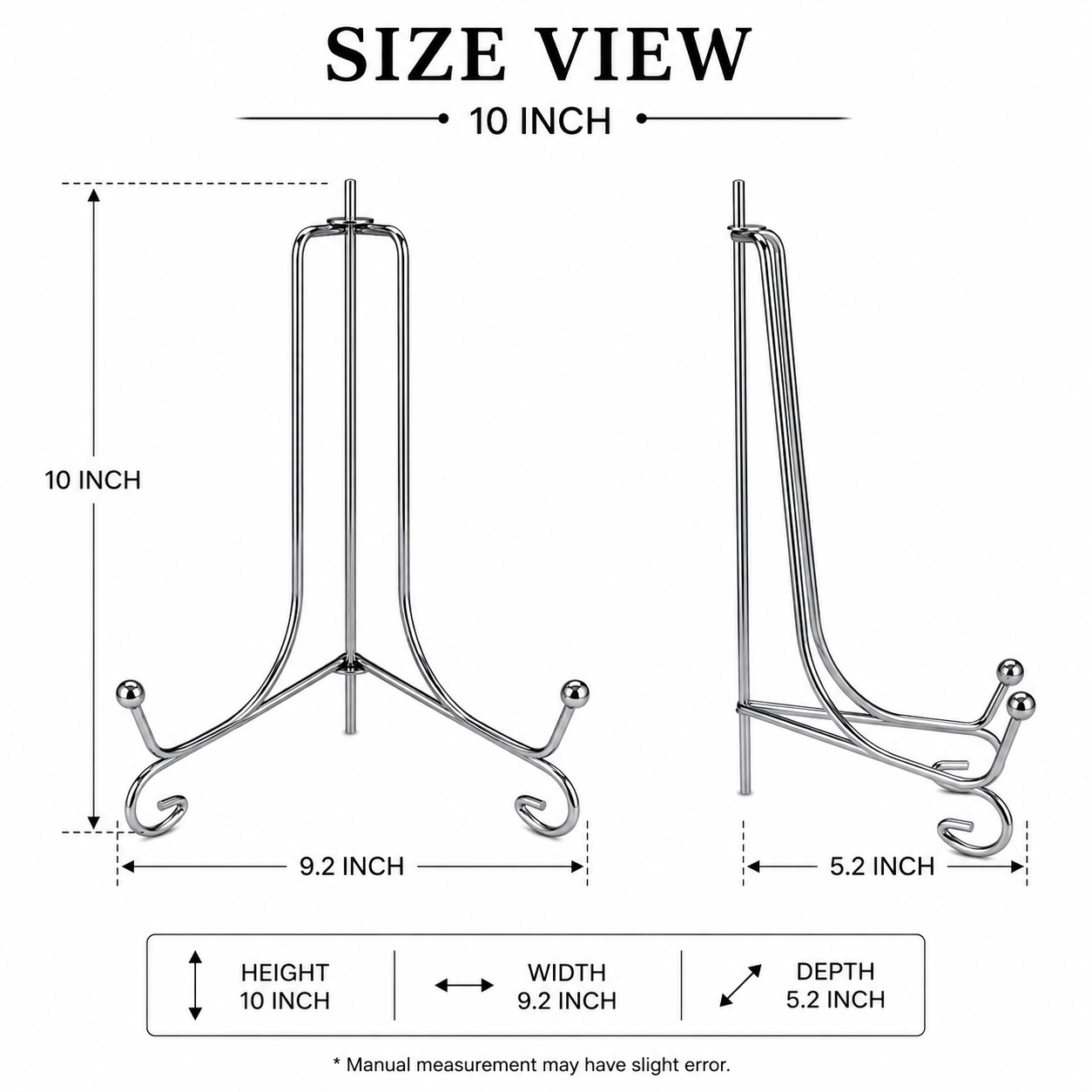 Silver Metal Photo Frame Stand – 10 Inch