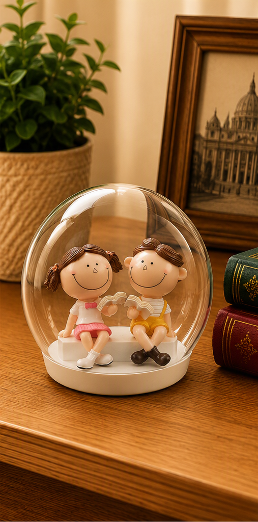 CUTE MINIATURE COUPLE READING BOOK