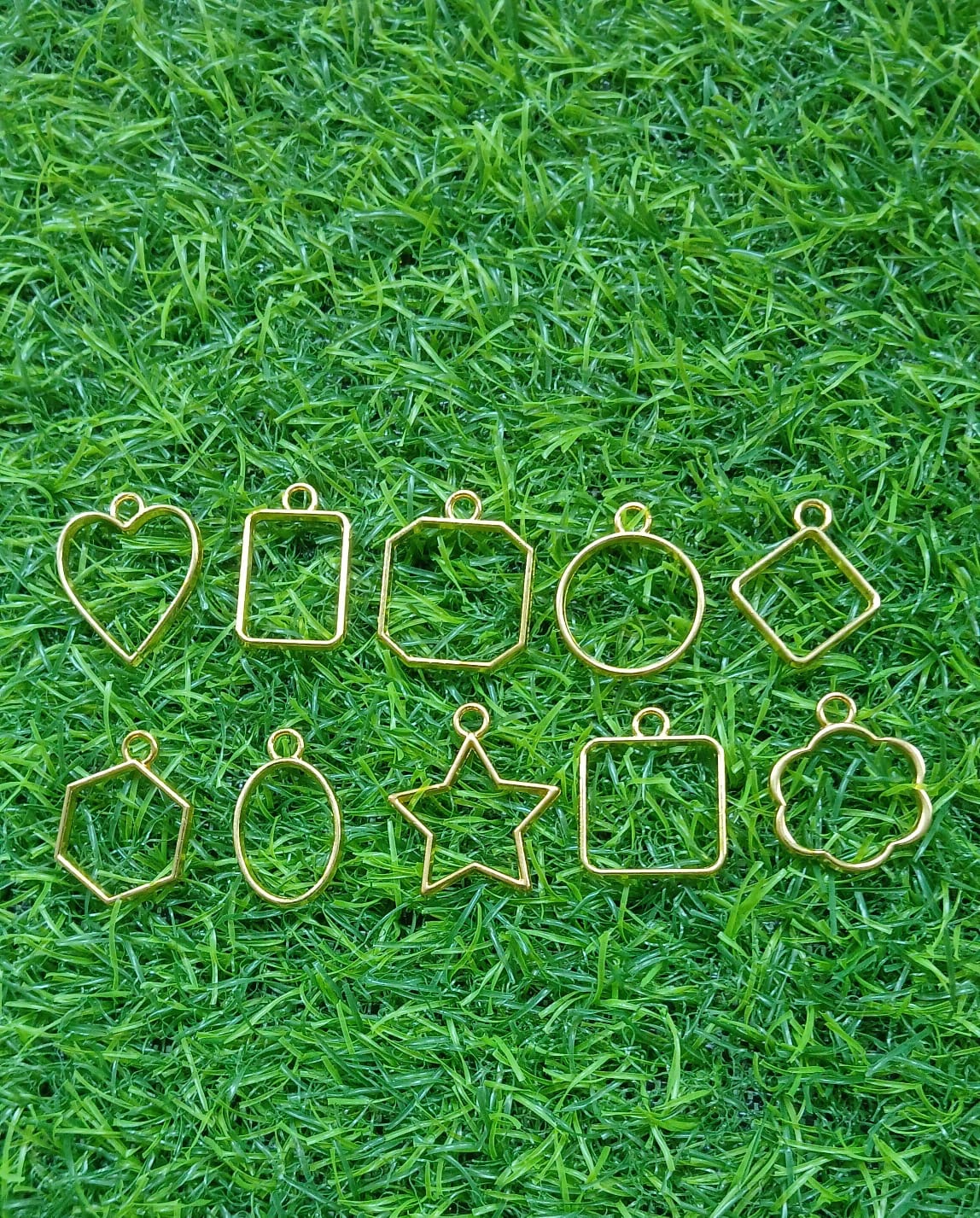 Gold Open Connector Bezel Frames Set for Resin Art, UV Resin Jewelry & Pendant Making