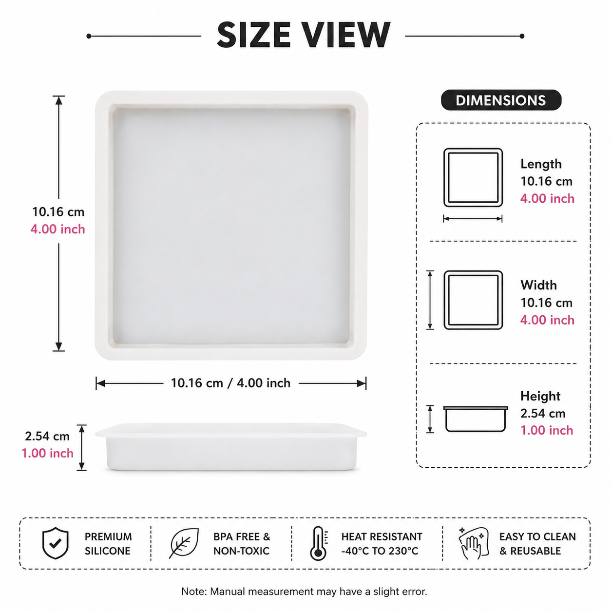 Square Resin Coaster & Tray Silicone Mould – 4 Inch