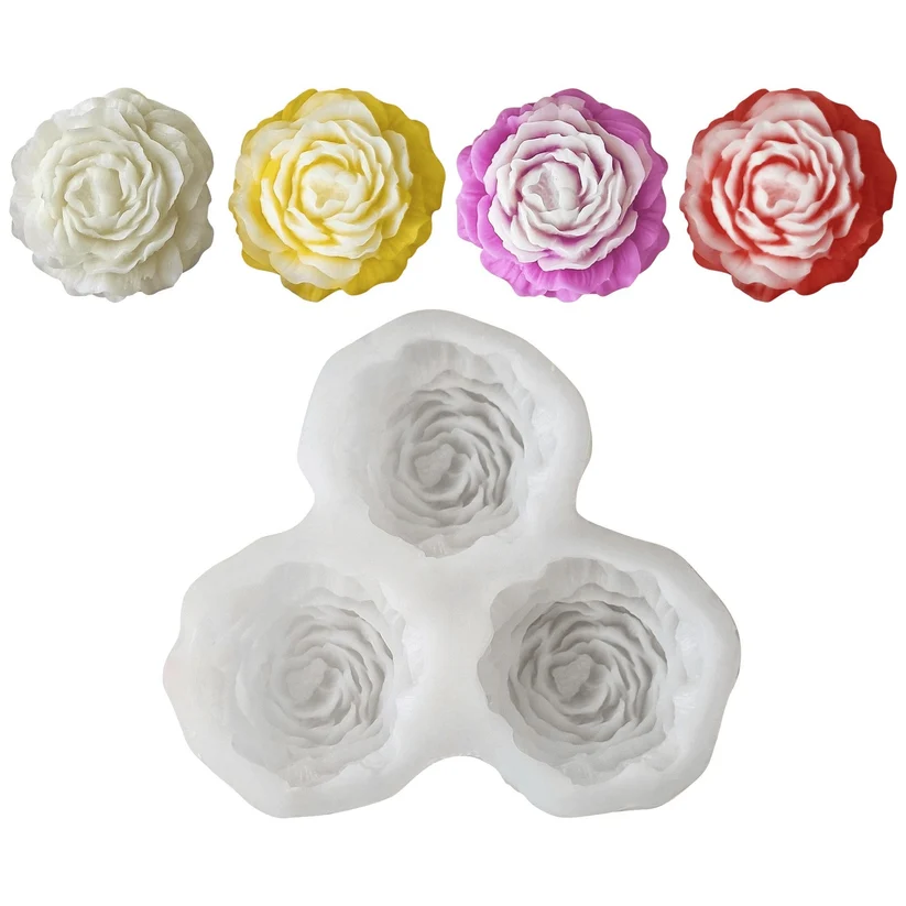 3 Cavity 3D Peony Handmade Mould