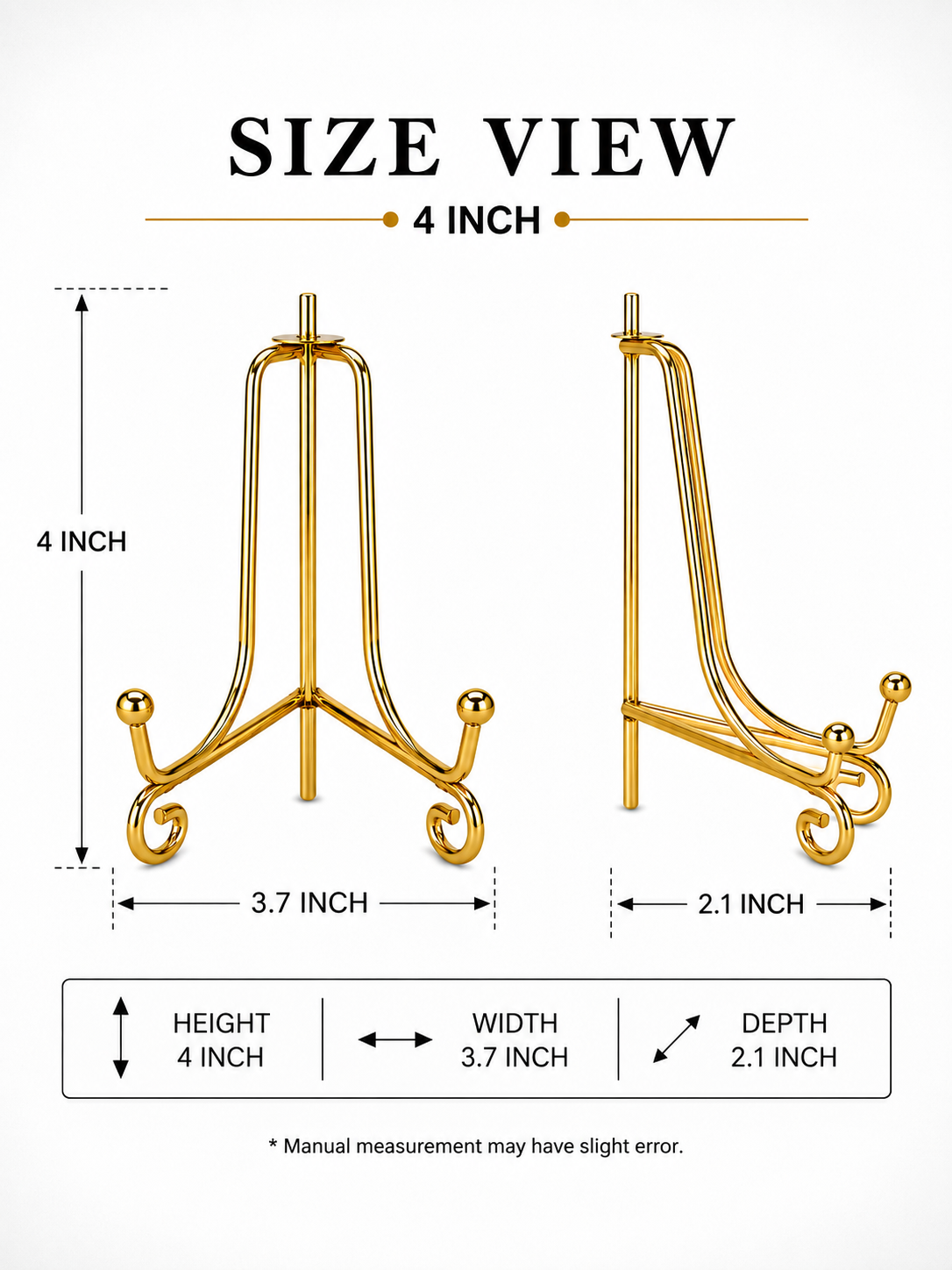 Gold Metal Photo Frame Stand – 4 Inch