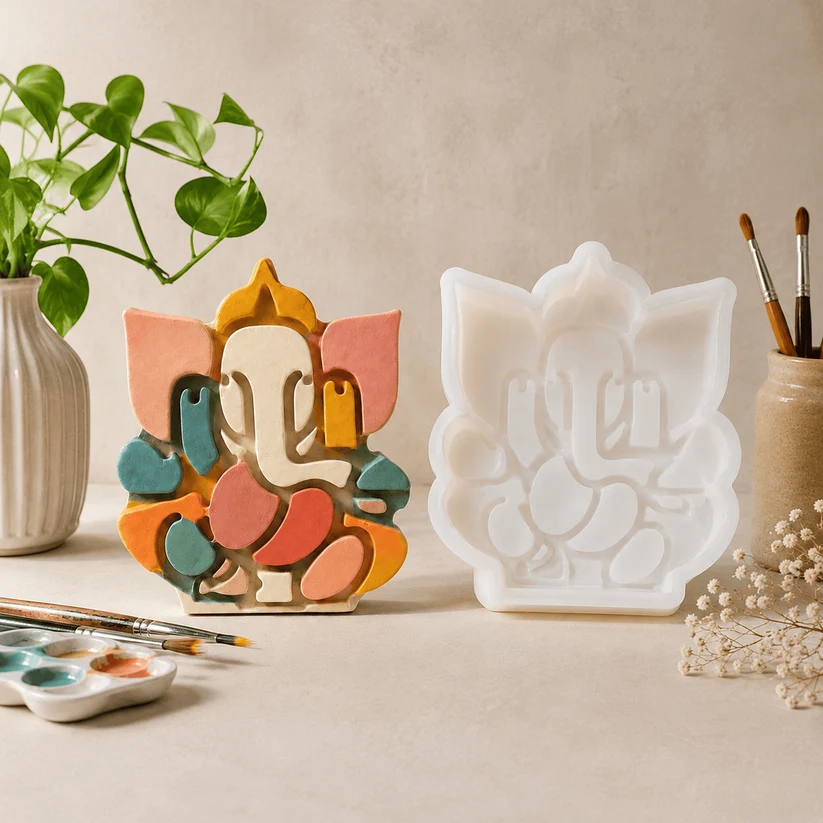 Ganesha Mosaic Silicone Mould - Approx. 6.5 x 6 x 2 CM