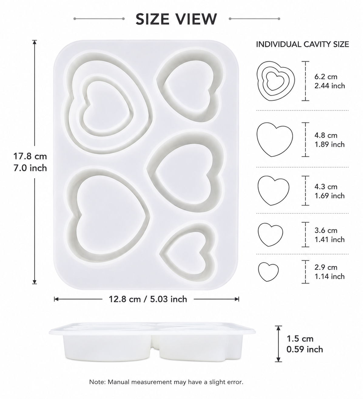 Multi Heart Shape Resin Silicone Mould Set – 13.5 CM