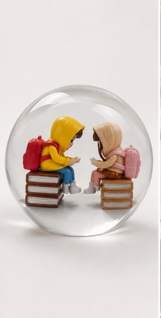 COUPLE SITTING OVER BOOK MINIATURE