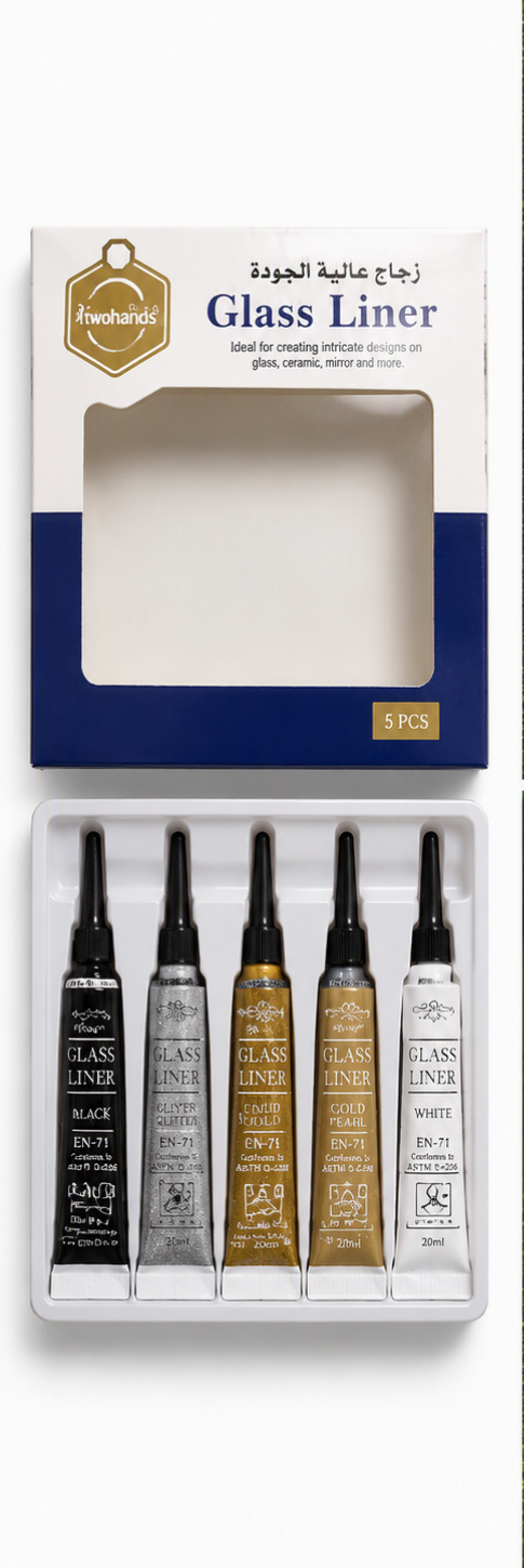 Glass Liner 6pc Black, Gold, Silver