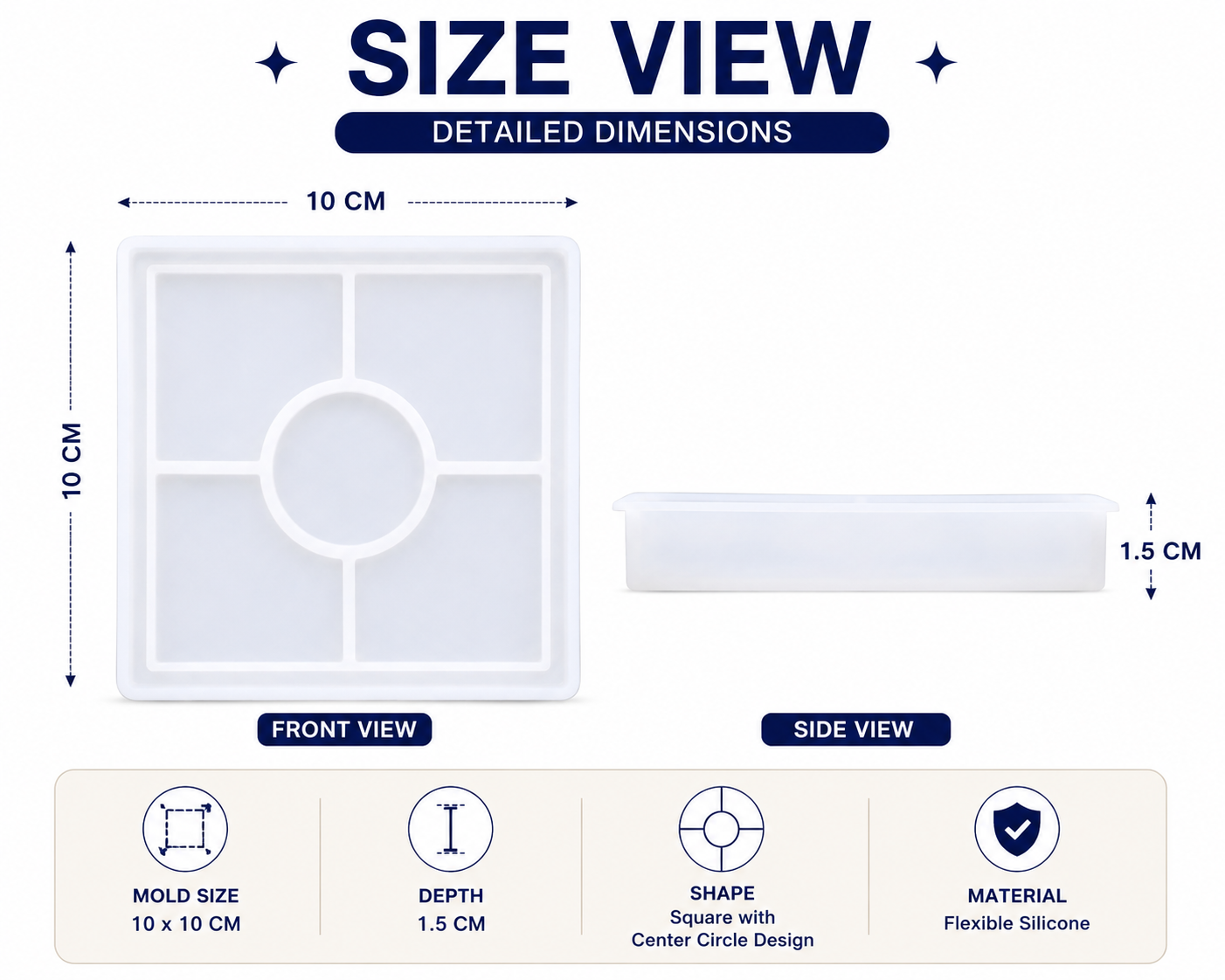 Square 5 Section Silicone Resin Organizer Tray Mould