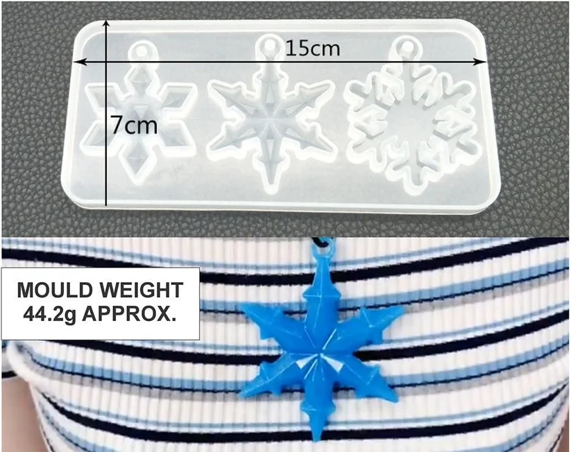 3 Cavity Snowflakes Pendant & Keychain Mould